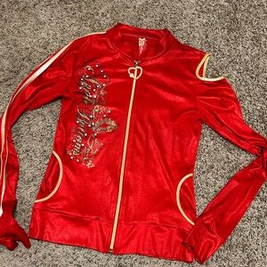 Apple Bottoms Y2K Sz M Embroidered Chain Off The Shoulder Bling Jacket